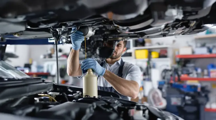 Oil change service with multi-point inspection