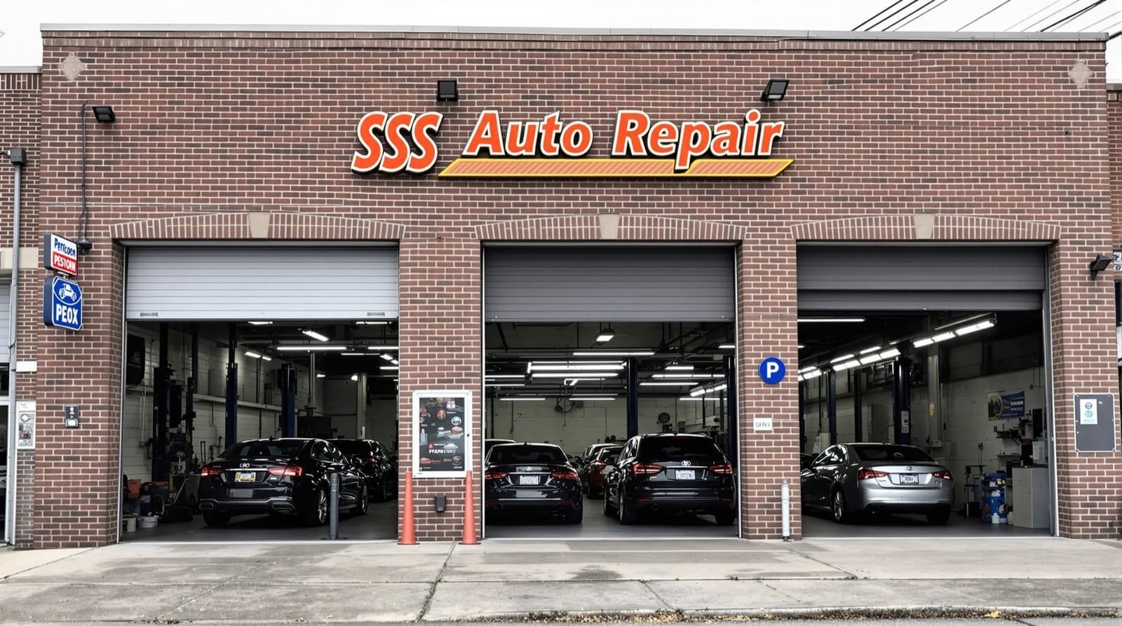Exterior of the SSS Auto Repair and U-Haul rental location